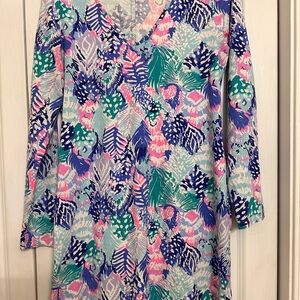 Lilly Pulitzer Beacon long-sleeve shift dress in the "Quill Out" Print.  Size M